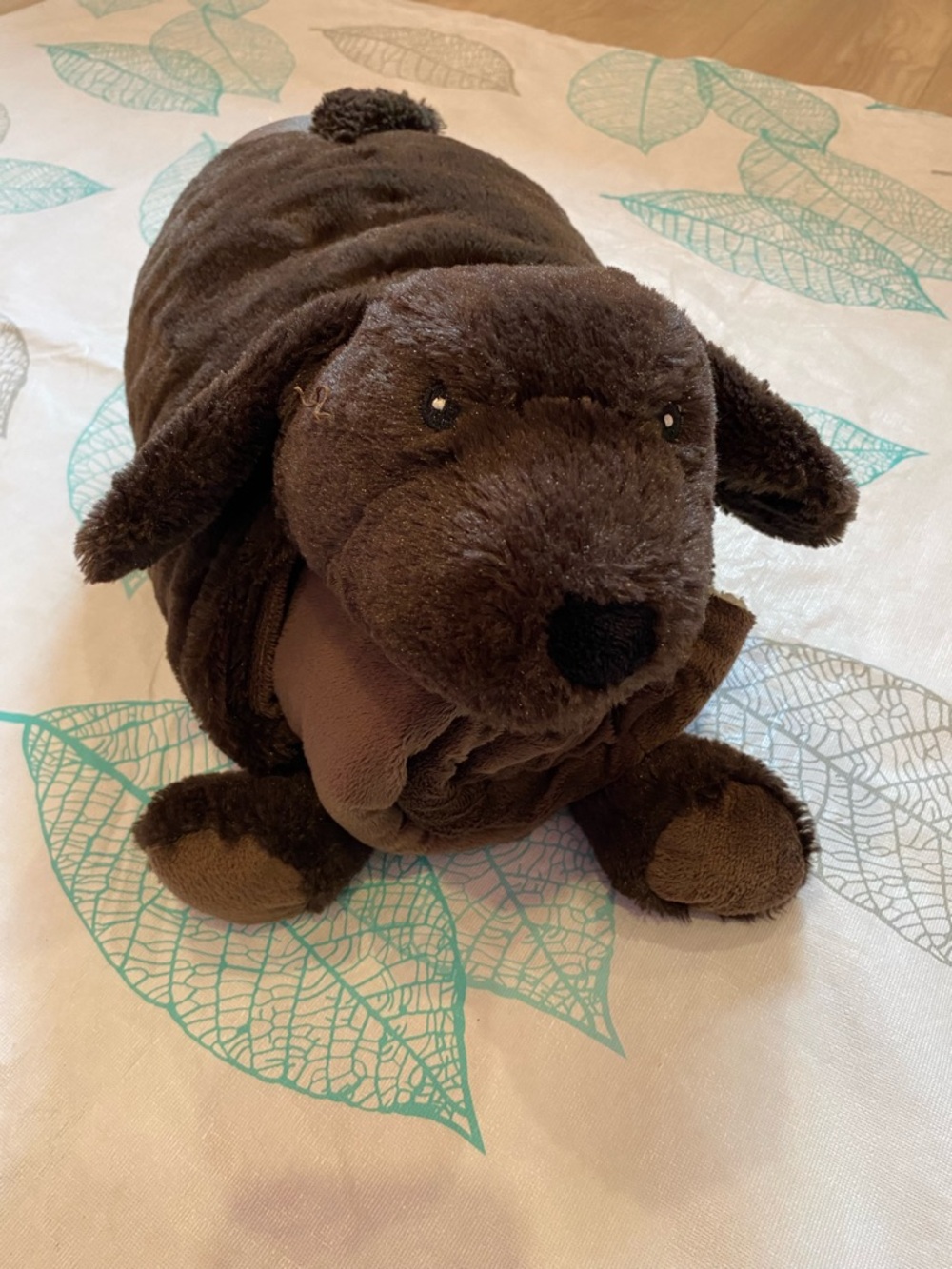 Plush Brown Puppy Stuffed Animal Blanket and Pillow for Kids